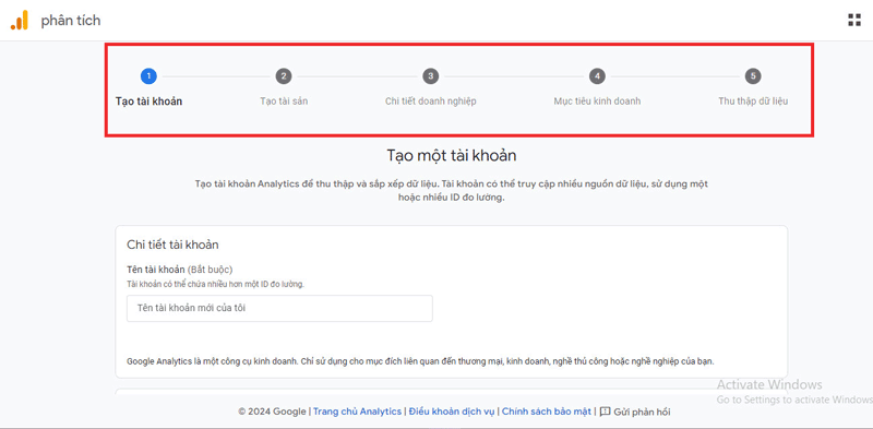 Hướng dẫn tạo tài khoản Google Analytics 