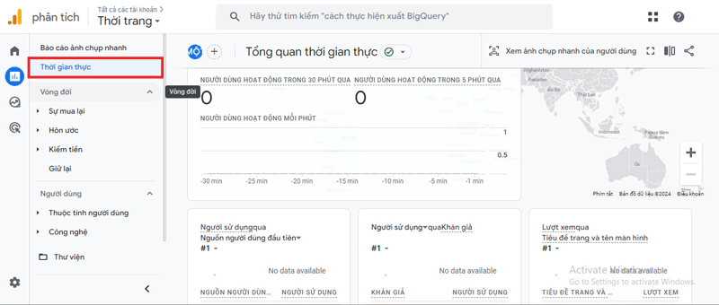 Báo cáo thời gian thực trên Google Analytics